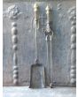 Großes Antikes Englisches Kaminbesteck aus Polierte Stahl, Poliertes Messing 
