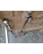 Großes Antikes Englisches Kaminbesteck aus Messing, Polierte Stahl 