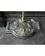 Großes Antikes Englisches Kaminbesteck aus Schmiedeeisen, Poliertes Messing 