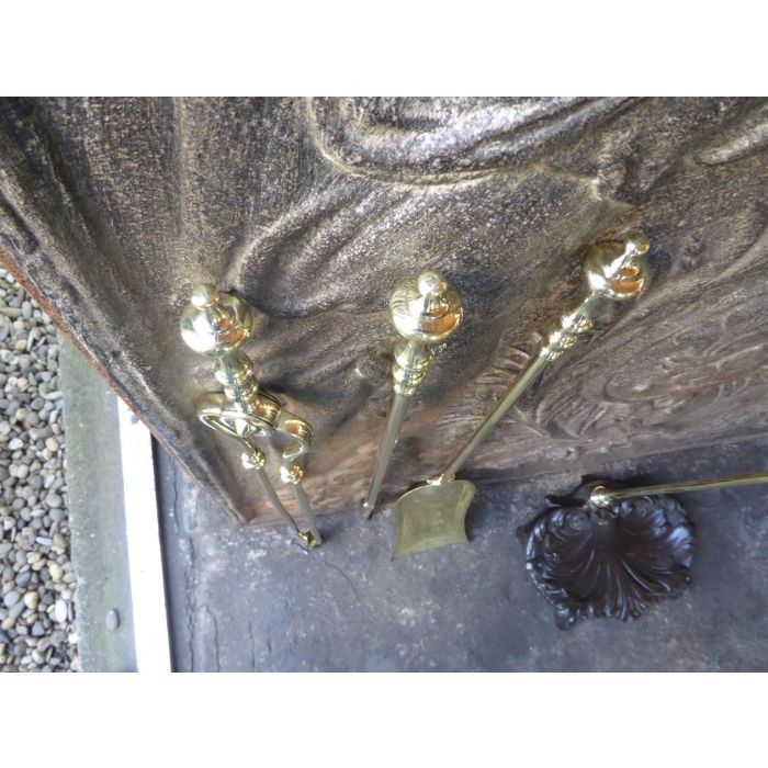 Viktorianisches Kaminbesteck aus Gusseisen, Poliertes Messing 