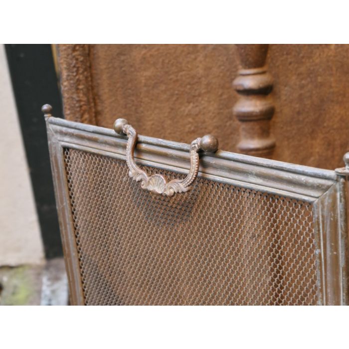 Antikes Französisches Funkenschutzgitter aus Messing, Eisen-Gitter 