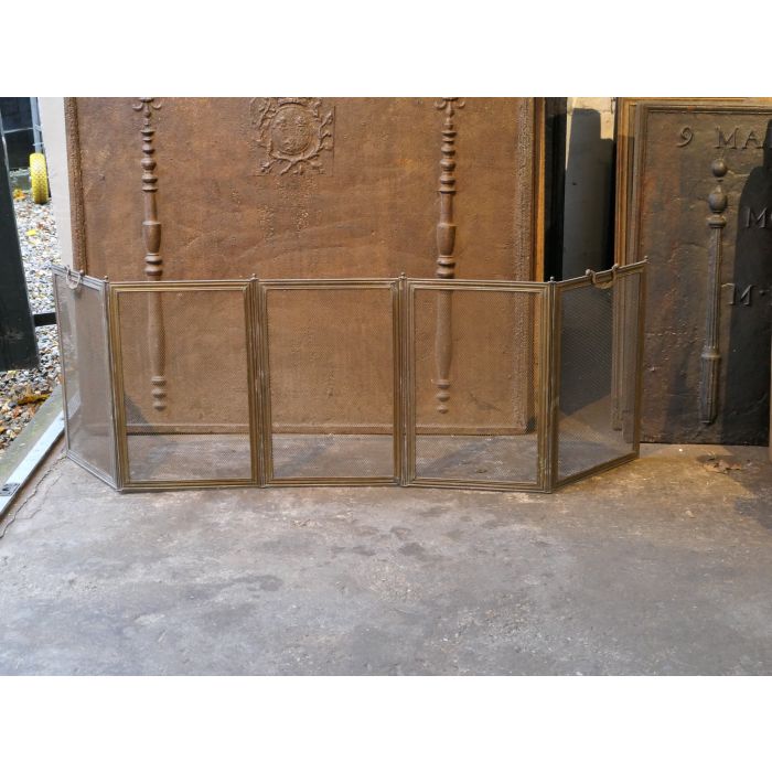 Antikes Französisches Funkenschutzgitter aus Messing, Eisen-Gitter 