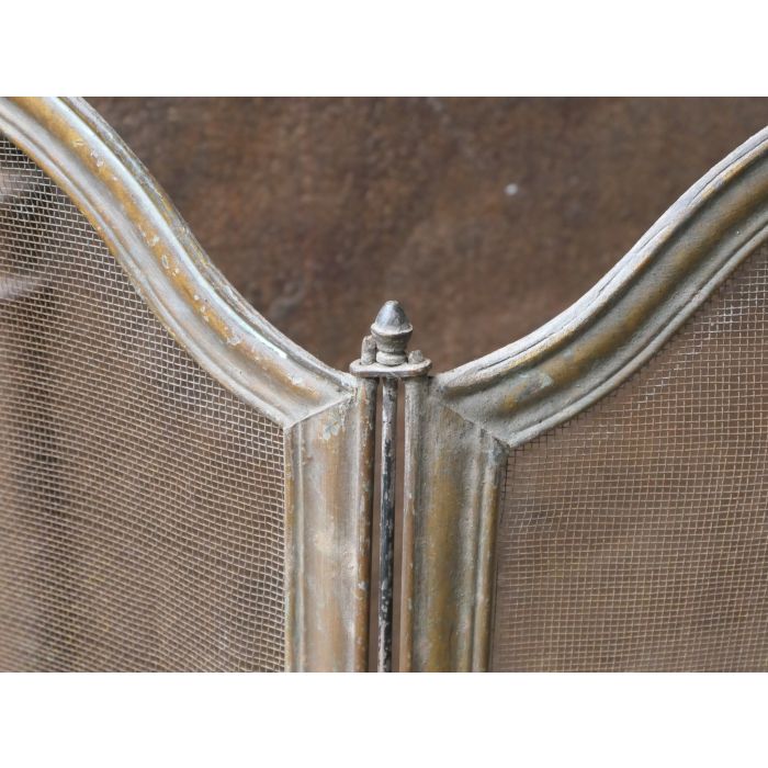 Antikes Französisches Funkenschutzgitter aus Messing, Eisen 