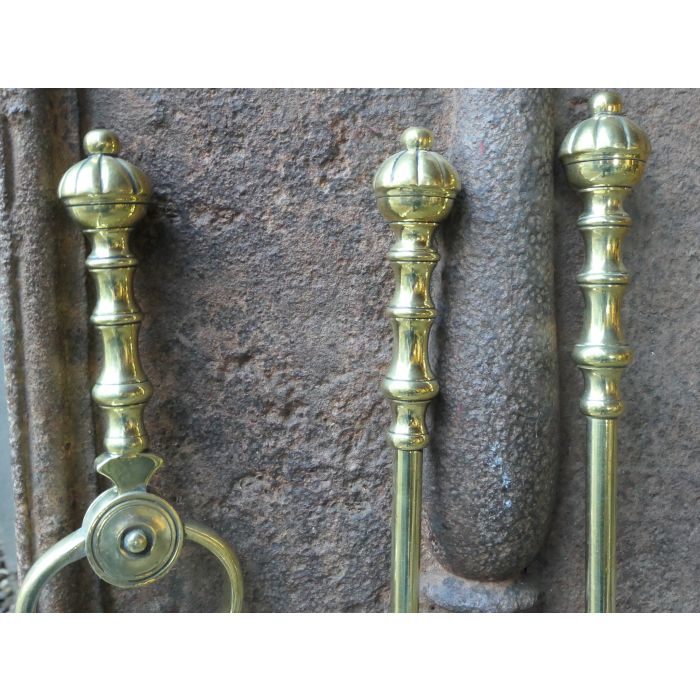 Viktorianisches Kaminbesteck aus Messing, Polierte Stahl, Poliertes Messing 
