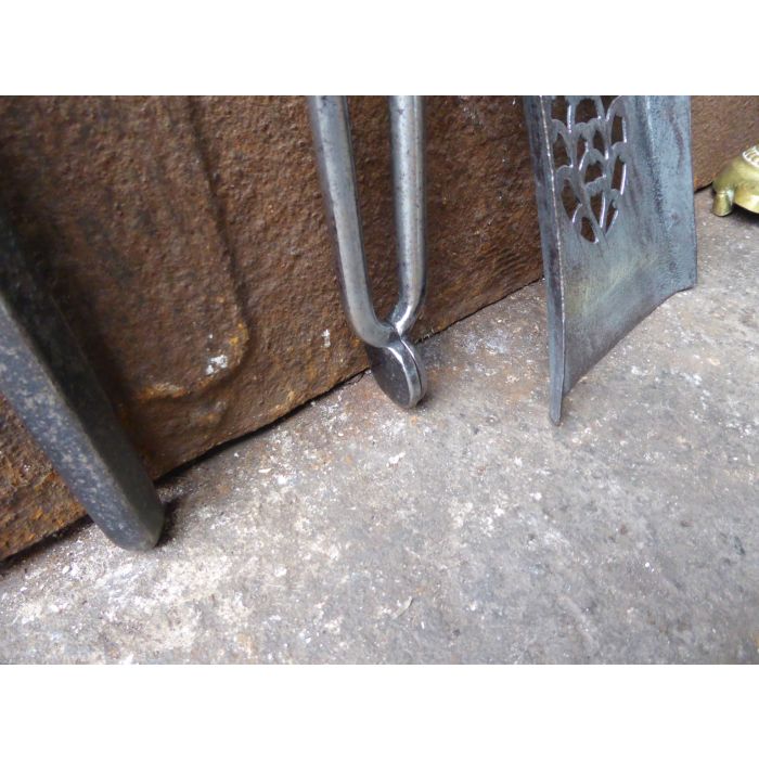 Viktorianisches Kaminbesteck aus Messing, Polierte Stahl 