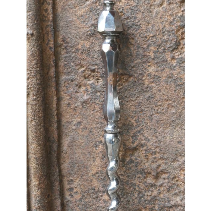 Antikes Englisches Kaminbesteck aus Gusseisen, Polierte Stahl 