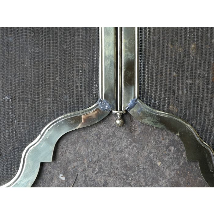 Antikes Französisches Funkenschutzgitter aus Poliertes Messing, Eisen-Gitter 