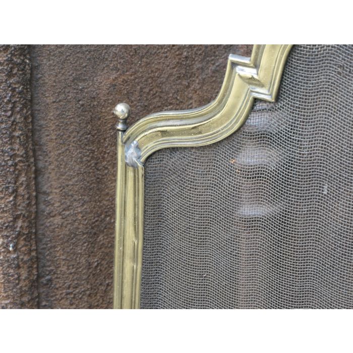 Antikes Französisches Funkenschutzgitter aus Poliertes Messing, Eisen-Gitter 