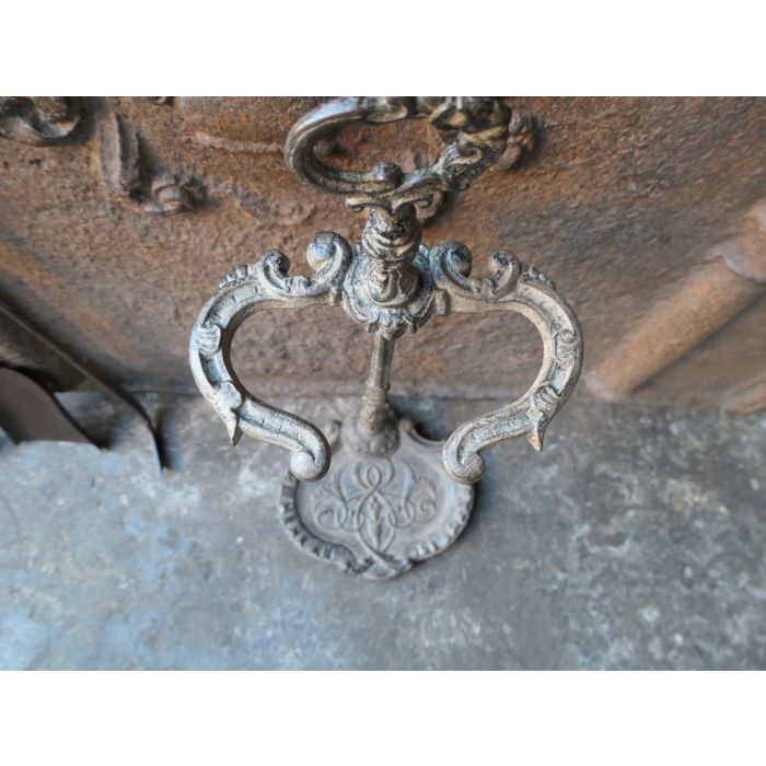 Viktorianisches Kaminbesteck aus Schmiedeeisen, Messing, Poliertes Messing 