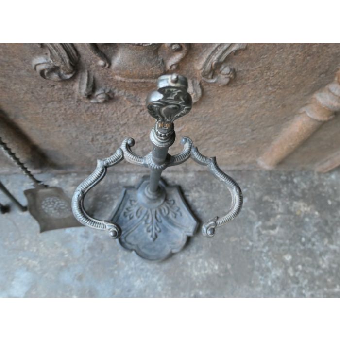 Antikes Englisches Kaminbesteck aus Gusseisen, Schmiedeeisen, Messing 