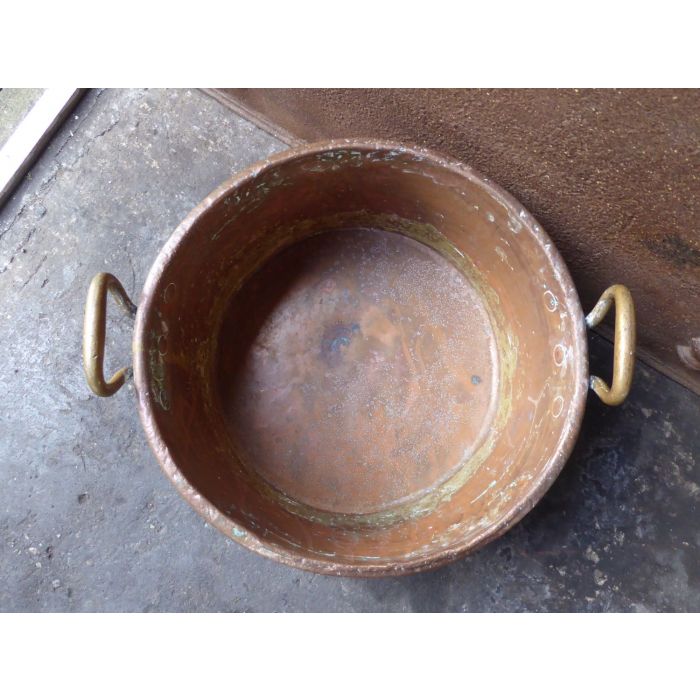 Antiker Kaminholzkorb aus Messing, Kupfer 