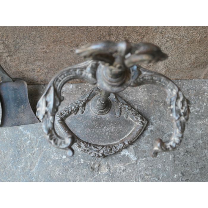 Antikes Französisches Kaminbesteck aus Gusseisen, Schmiedeeisen 