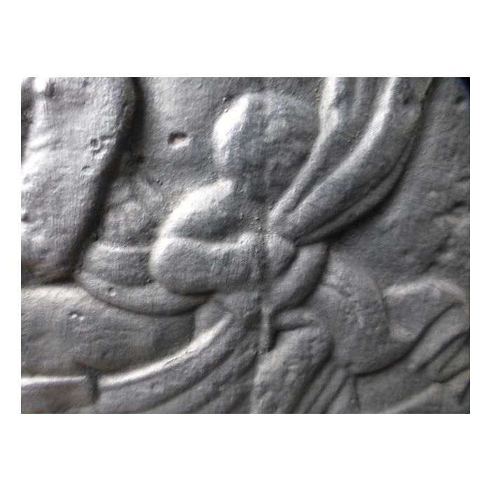 Kaminplatte 'Frau mit Cupido' aus Gusseisen 
