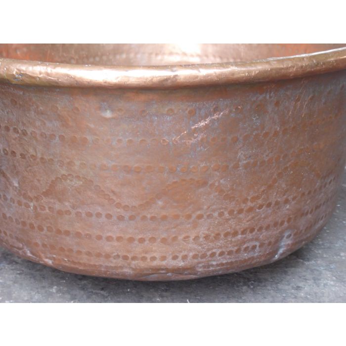 Antiker Kaminholzkorb aus Schmiedeeisen, Kupfer 