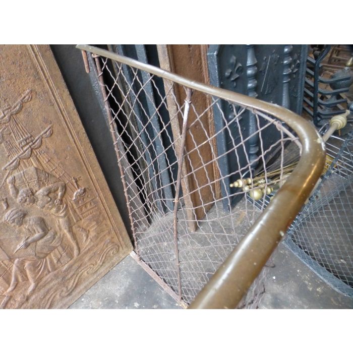 Antiker Kaminschutzgitter aus Schmiedeeisen, Messing 