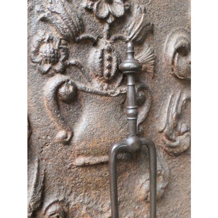 Antike Holländische Kaminzange aus Schmiedeeisen 