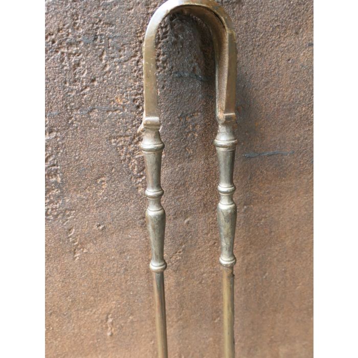 Antike Französische Kaminzange aus Schmiedeeisen, Bronze 