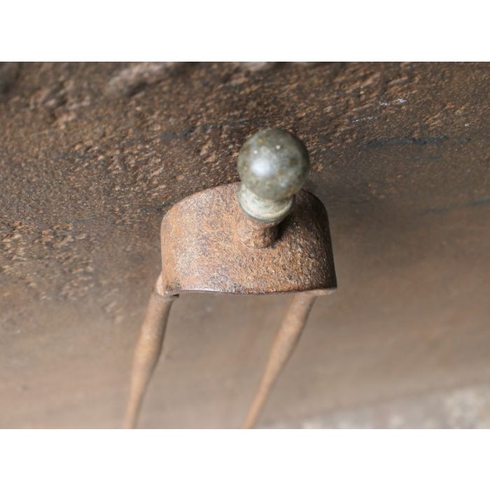 Antike Französische Kaminzange aus Schmiedeeisen, Messing 