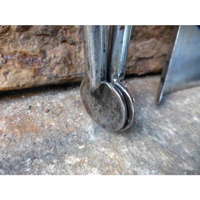Polierter Stahl Kaminbesteck aus Schmiedeeisen, Polierte Stahl, Poliertes Messing 