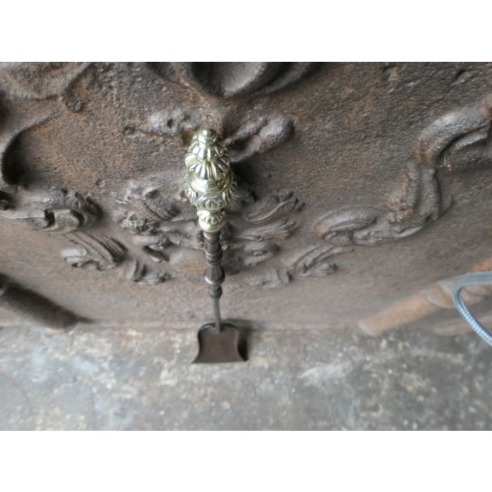 Antike Französische Kaminschaufel aus Schmiedeeisen, Poliertes Messing 