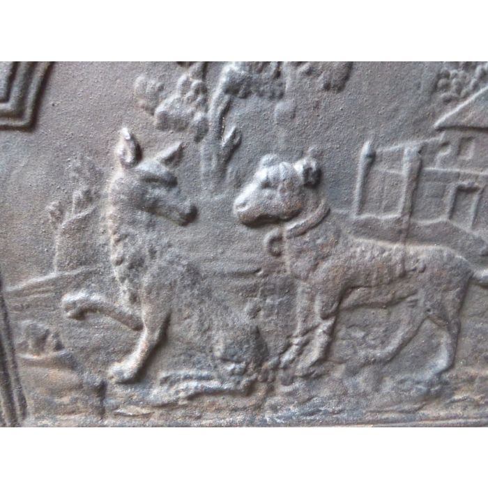 Kaminplatte 'Wolf und Hund' aus Gusseisen 