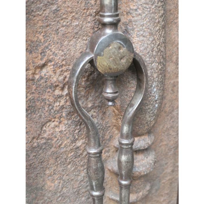 Viktorianisches Kaminbesteck aus Schmiedeeisen, Messing, Poliertes Kupfer, Bronze 