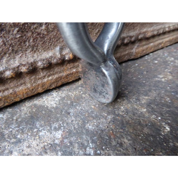 Polierter Stahl Kaminbesteck aus Gusseisen, Schmiedeeisen, Polierte Stahl 