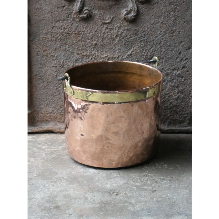 Holzkorb Poliertes Kupfer aus Schmiedeeisen, Poliertes Messing, Poliertes Kupfer 