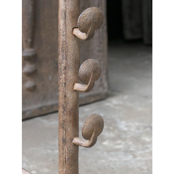 Antike Handgeschmiedete Kaminböcke aus Schmiedeeisen 