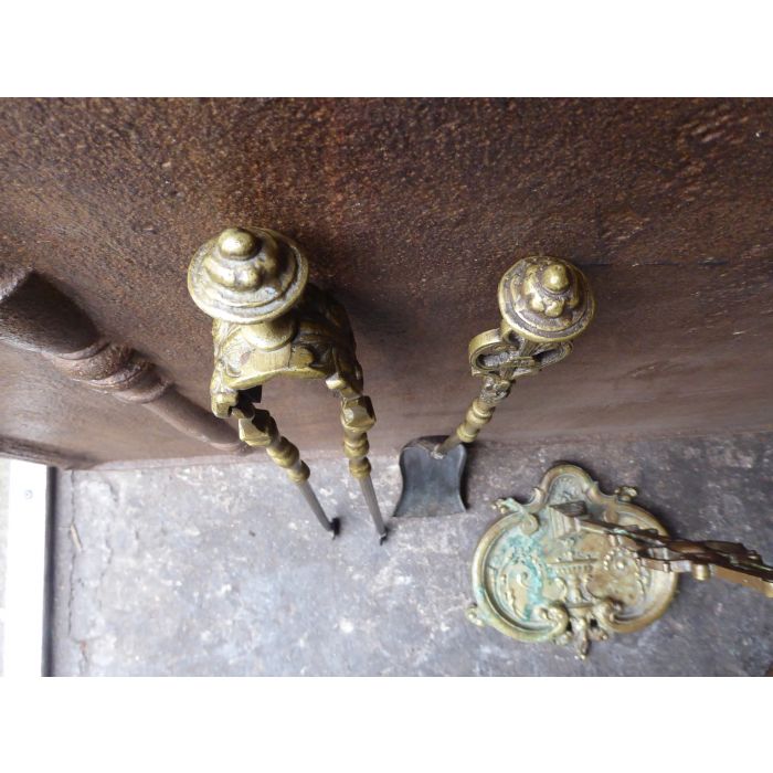 Jugendstil Kaminbesteck aus Schmiedeeisen, Messing, Bronze 