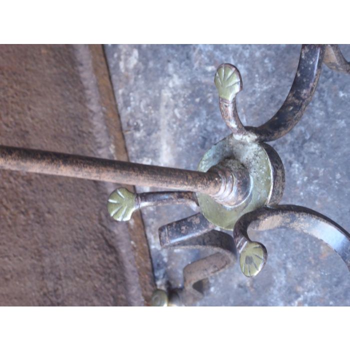 Antikes Französisches Funkenschutzgitter aus Schmiedeeisen, Messing 