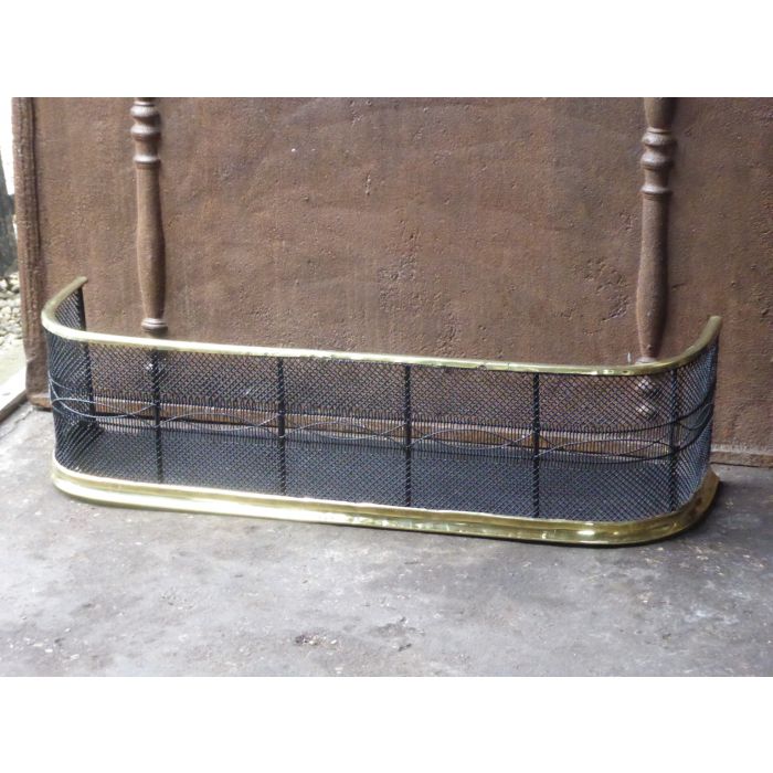 Viktorianischer Kaminschutzgitter aus Poliertes Messing, Eisen-Gitter, Eisen 