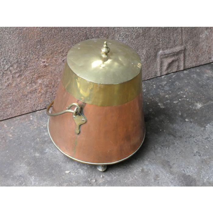 Antiker Feuerlöschtopf aus Messing, Kupfer 