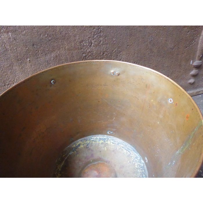 Antiker Kaminholzkorb aus Messing, Kupfer 