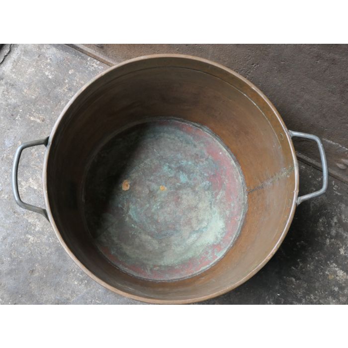 Antiker Kaminholzkorb aus Schmiedeeisen, Messing, Kupfer 