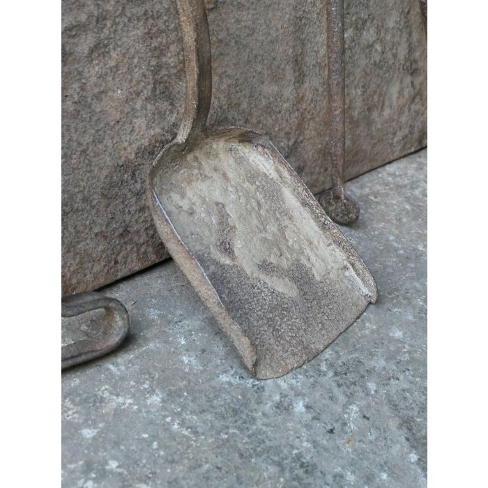 Antikes Französisches Kaminbesteck aus Schmiedeeisen, Holz 
