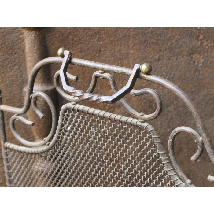 Art Deco Funkenschutzgitter aus Messing, Eisen-Gitter, Eisen 