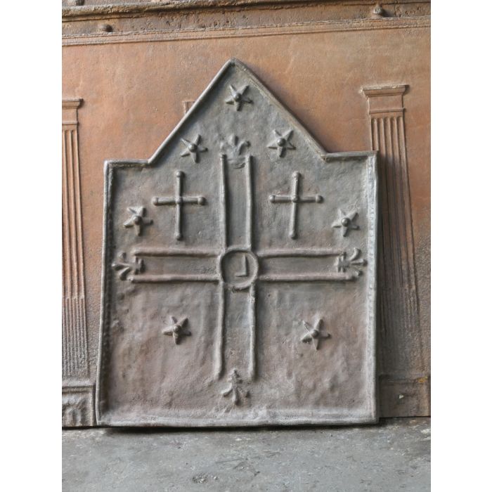 Kaminplatte 'Gotische Wappen' aus Gusseisen 